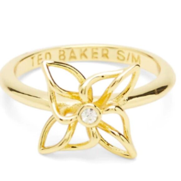 💕TED BAKER LONDON💕 Gold Mini Crystal Breeze Ring (M/L) NWT - Picture 2 of 8